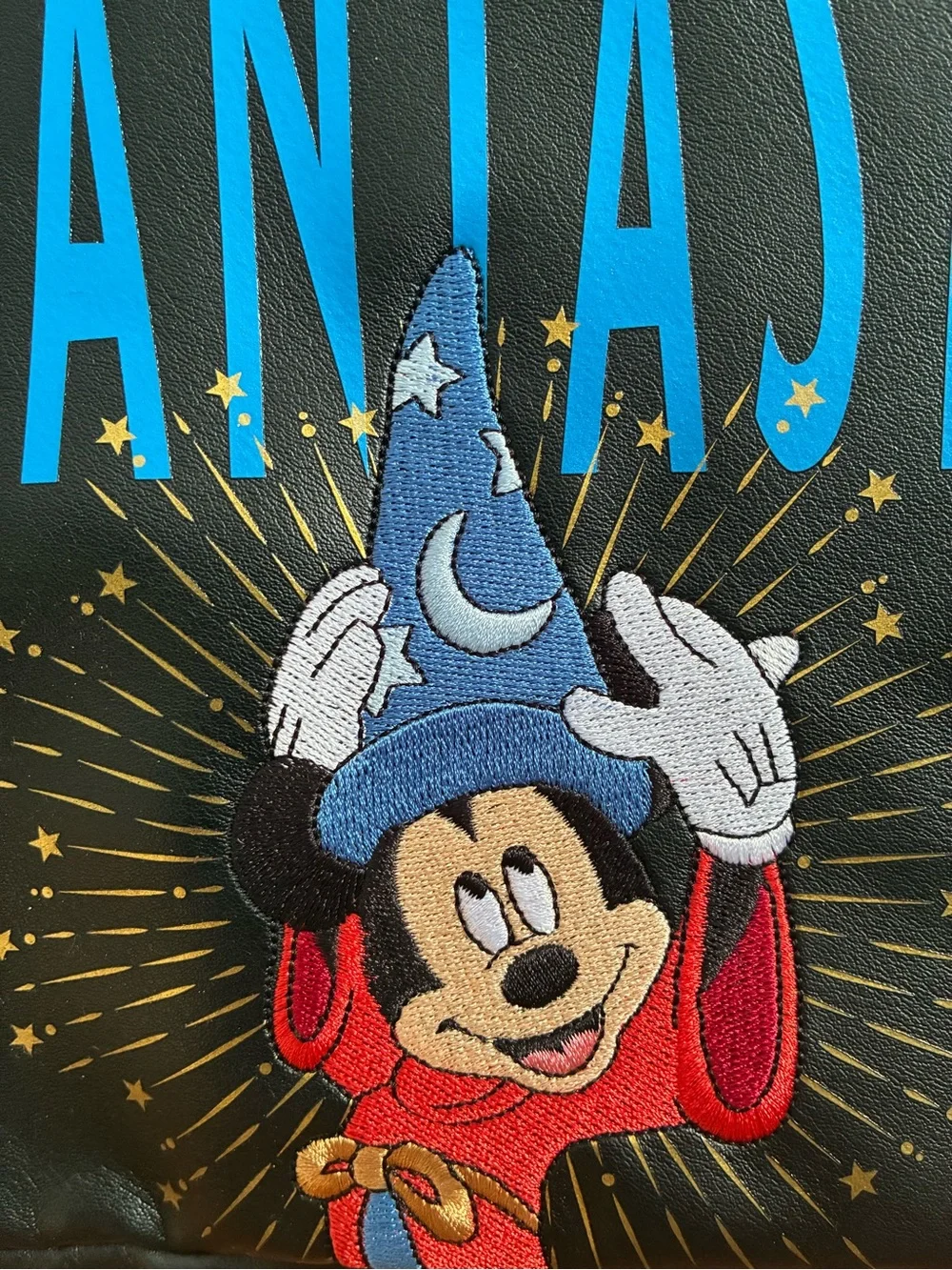 New Disney Fantasia Black and Blue Mickey Backpack with Gold Hardware